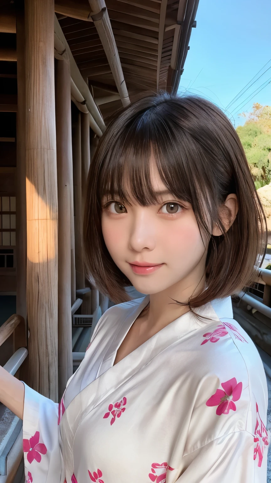 One Girl, (Beautiful girl, Delicate girl:1.3), (16 years old:1.3),
break, (Kyoto, Kiyomizu temple, Large panorama:1.2),
break, (White floral kimono:1.3),
break, Very beautiful eyes, (Symmetrical eyes:1.3),
break, Large Breasts, Brown eyes, Parted bangs, Brown Hair, (Upper teeth, The best smile:0.2),
break, (Eyes and facial details:1.0),
break, (masterpiece, highest quality, Super detailed, Detailed face, 8k)