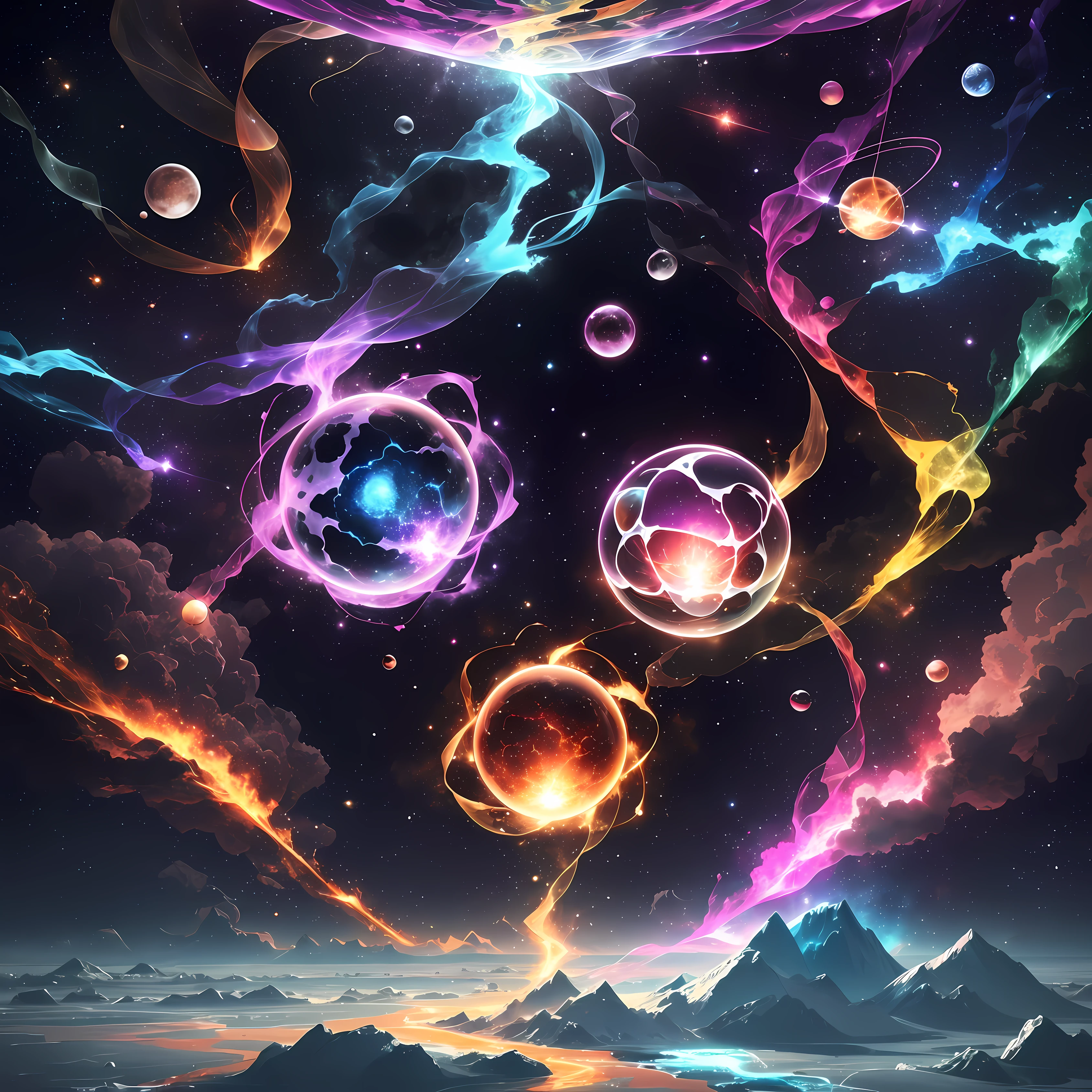 9 floating gems made of energy, orbiting space. Energy of fire, ice, corrosive, force, mental, divine, profane, electricity and sonic --auto --s2