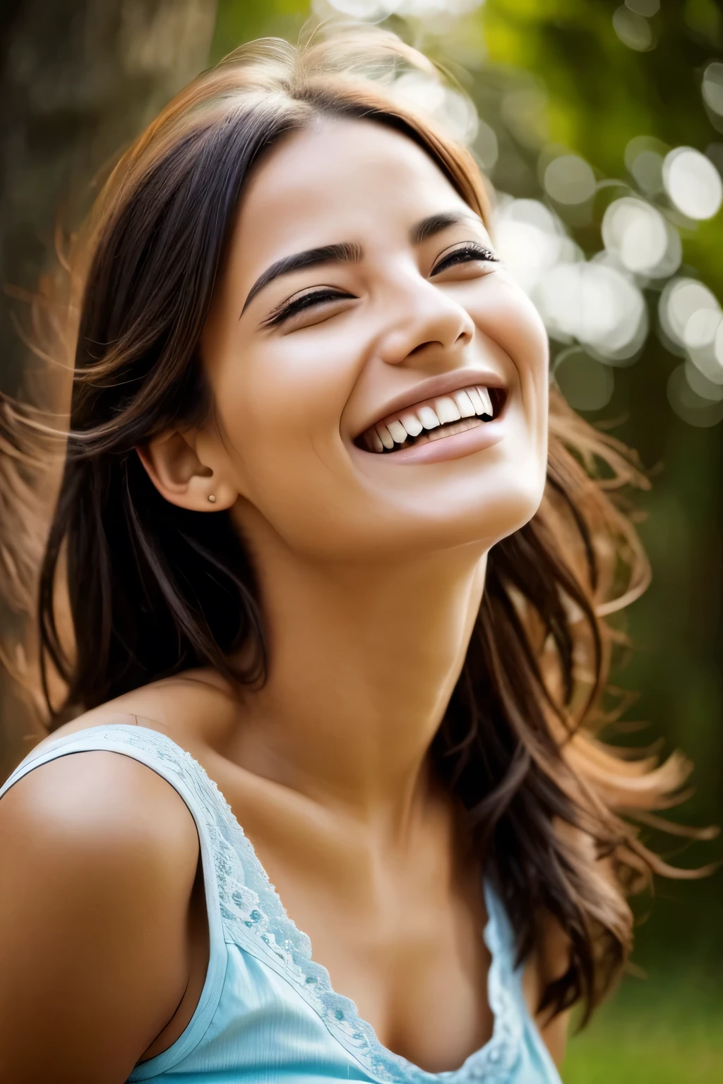 beautiful woman, expression of relief and happiness