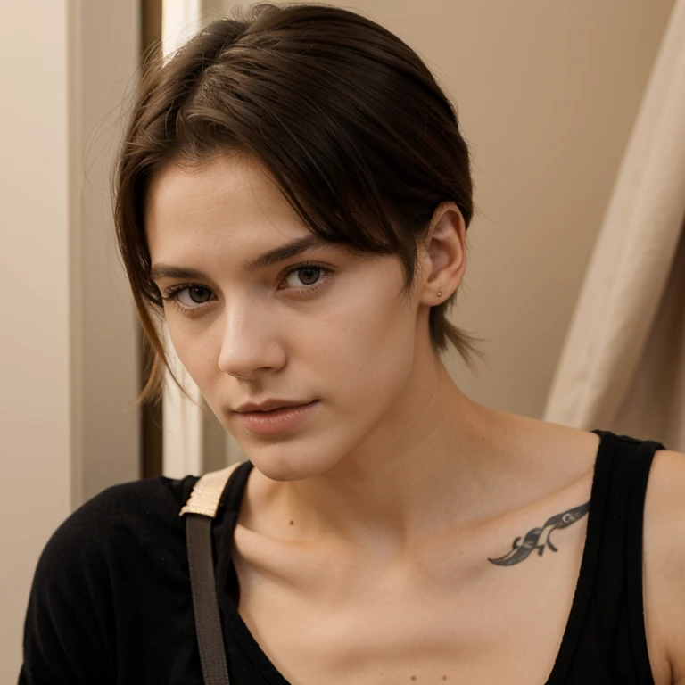Femme androgyne, 18 ans qui se doigte