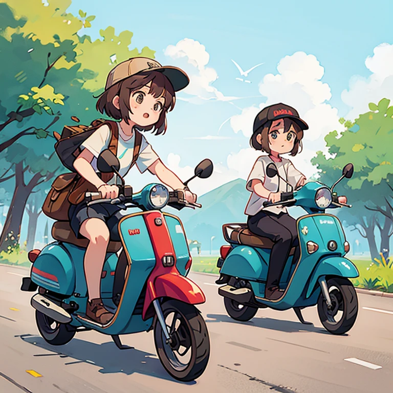Girls traveling on a moped in Vietnam