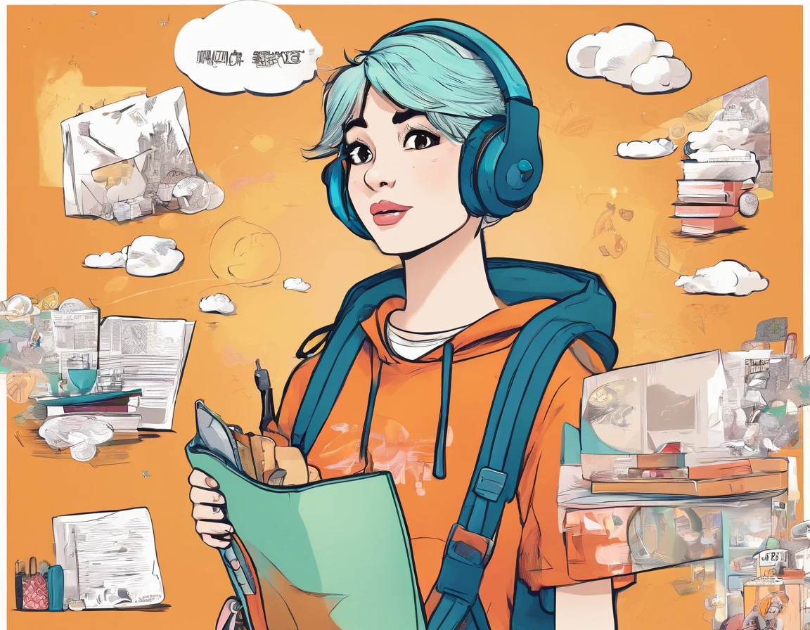 Tomboy girl who carry her bag with earphone for Instragram DP