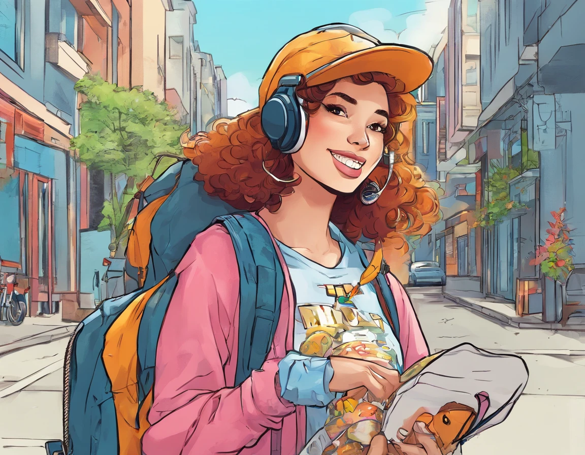 Tomboy girl who carry her bag with earphone for Instragram DP
