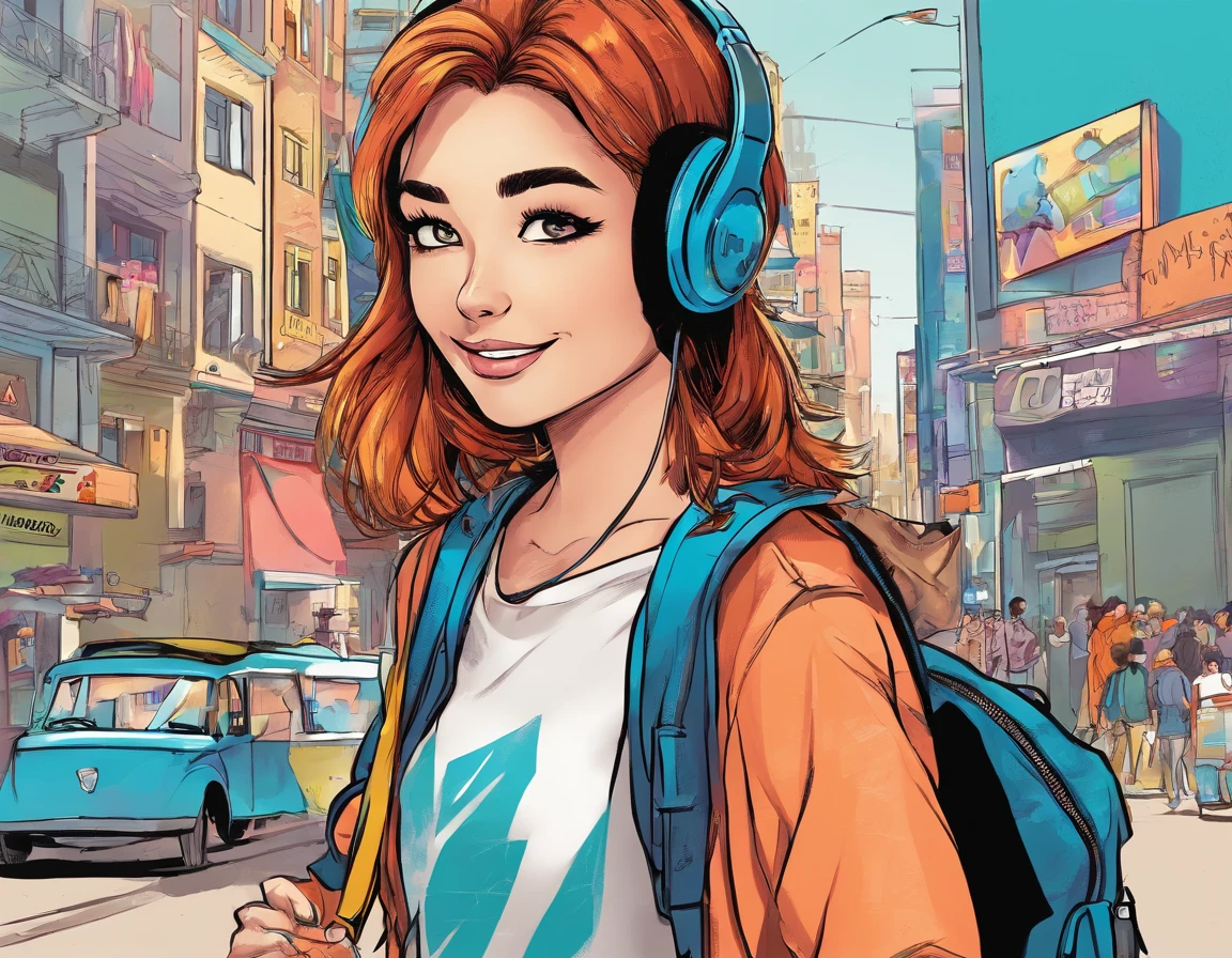 Tomboy girl who carry her bag with earphone for Instragram DP