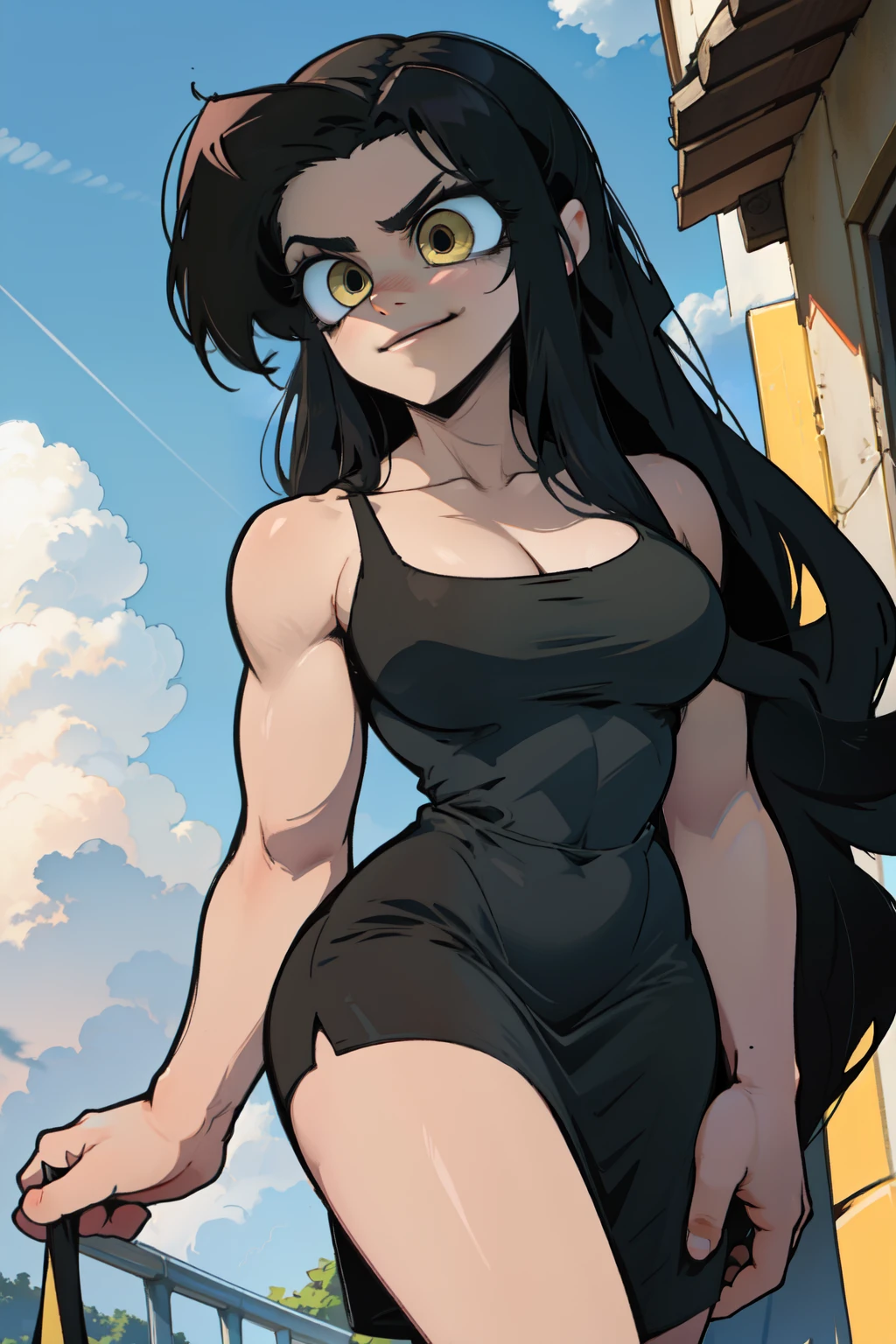 muscular huge breasts thick sunny sky clouds black hair yellow eyes sundress black hair yellow eyes pale skin solo joyful long straight hair long straight hair long straight hair long straight hair long straight hair long straight hair long straight hair long straight hair long straight hair close up