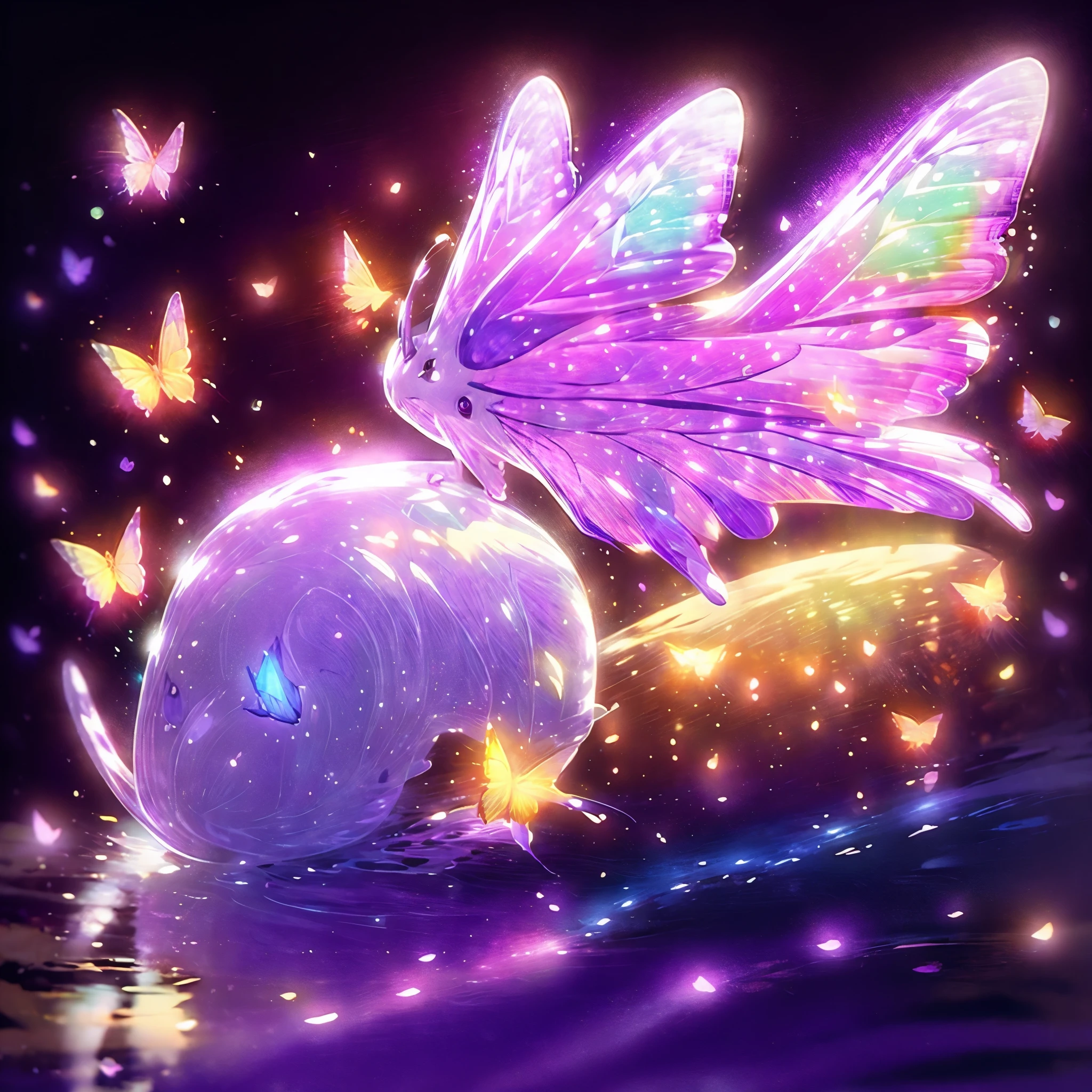 Butterfly, white background, neon butterfly, sticker, purple butterfly, graceful butterfly, glass butterfly, exquisite butterfly, music, headphones, sheet music,
