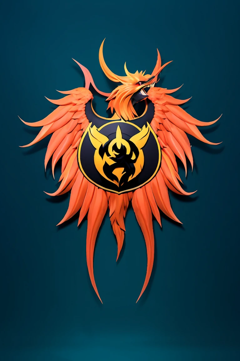 Uma logo pra guilda, with the mascot of a phoenix rising from the ashes, quero as cores amarelo vermelho e preto nesta logo, I also want the guild name written really big ( TROPA DA JUH).