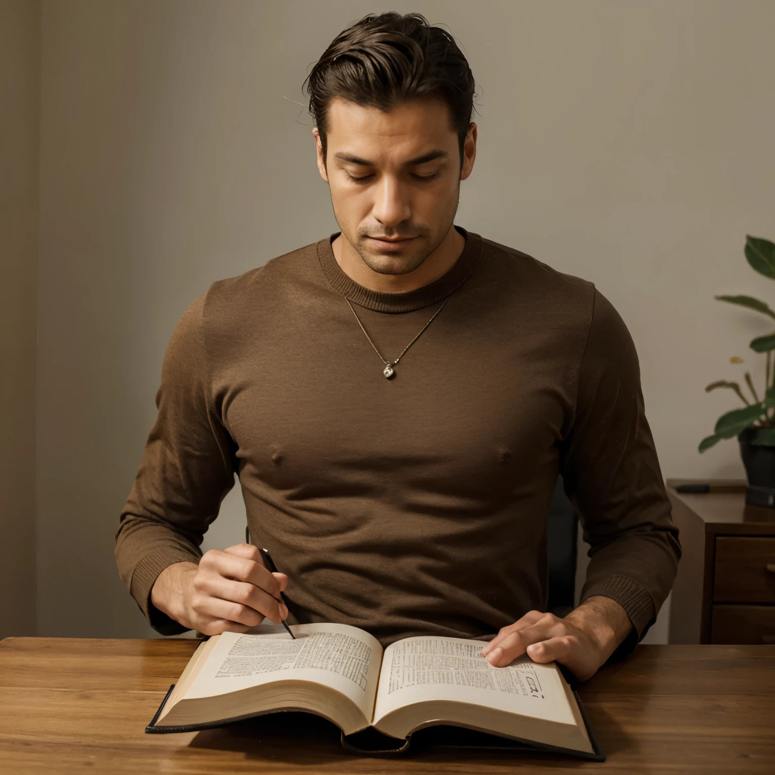 Homem de terno lendo um livro 