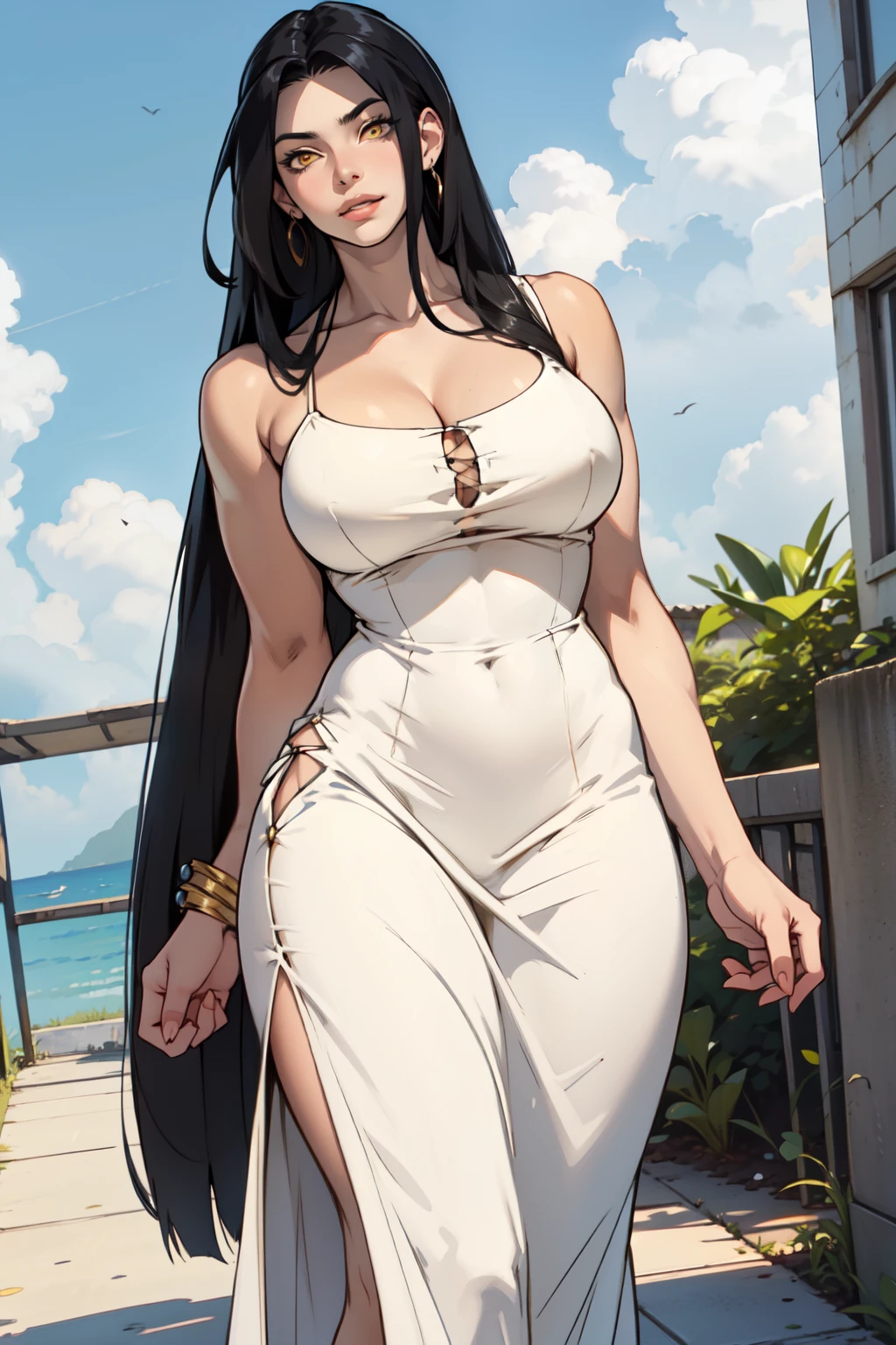 muscular huge breasts thick sunny sky clouds black hair yellow eyes sundress black hair yellow eyes pale skin solo joyful long straight hair long straight hair long straight hair long straight hair long straight hair long straight hair long straight hair long straight hair long straight hair