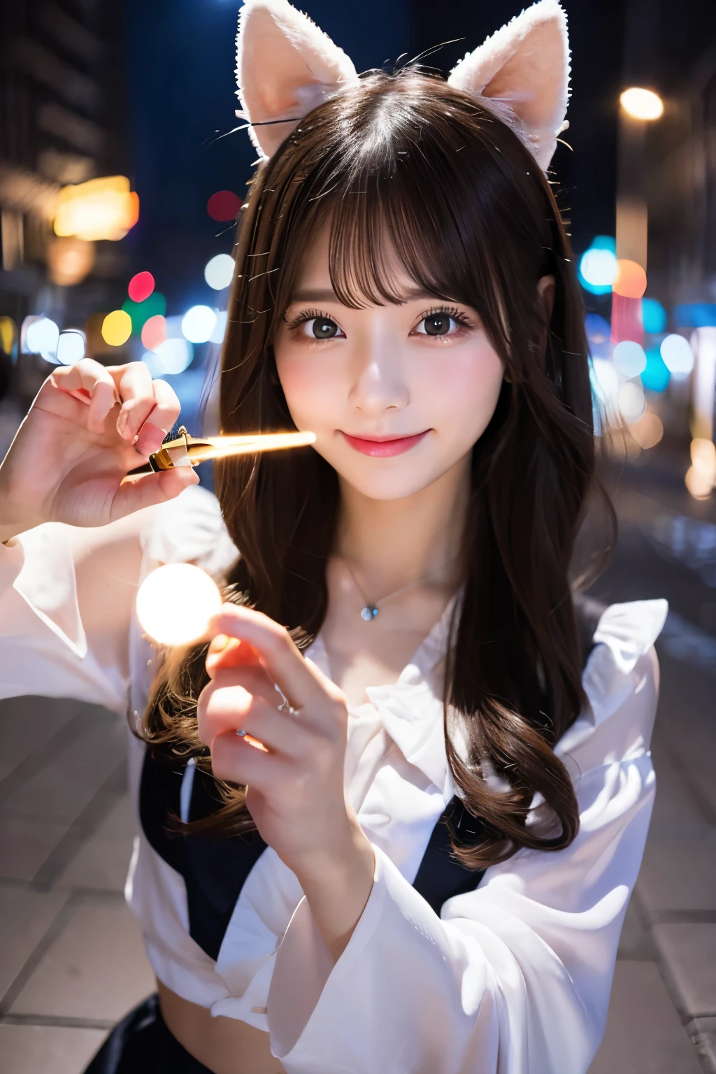 Magical World、Girl holding a magic wand、Has a perfect face，Magic City