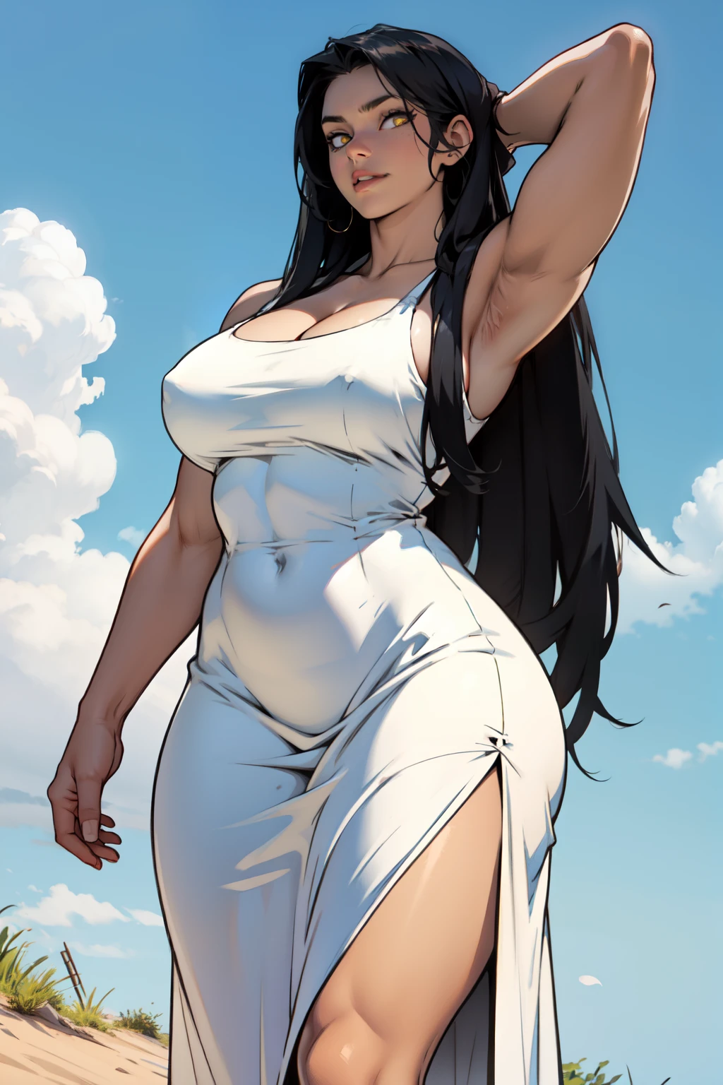 muscular huge breasts thick sunny sky clouds black hair yellow eyes sundress black hair yellow eyes pale skin solo joyful long straight hair long straight hair long straight hair long straight hair long straight hair long straight hair long straight hair long straight hair long straight hair