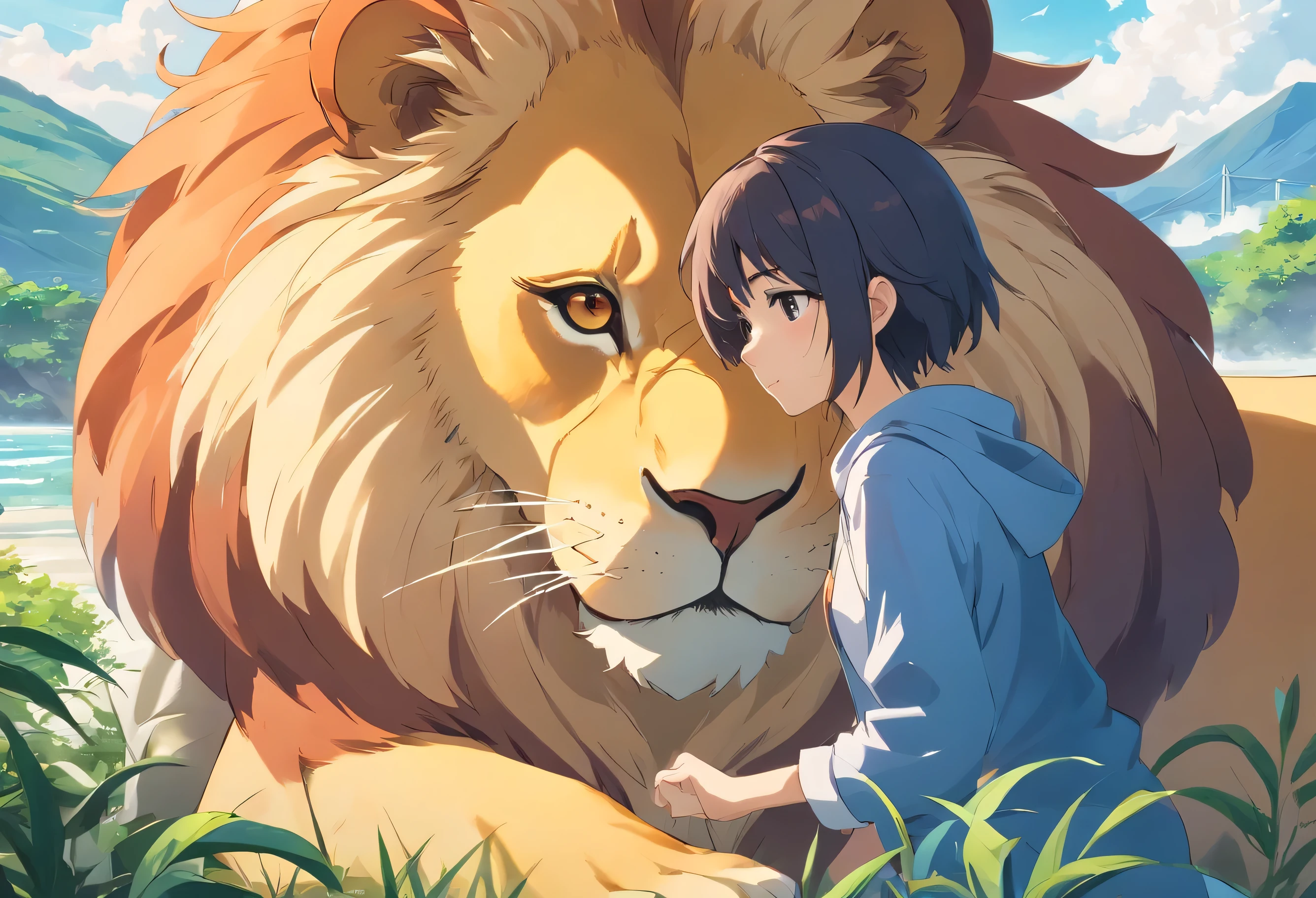 create a banner for a Christian youtube channel, with an image of a lion, um cordeiro, uma pomba e cruz no meio em destaque.