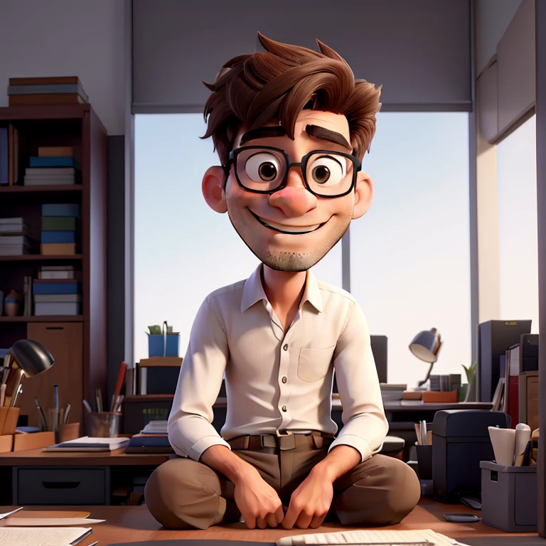 Um homem de meia idade,cabelo castanho,Individual,sitting in the office