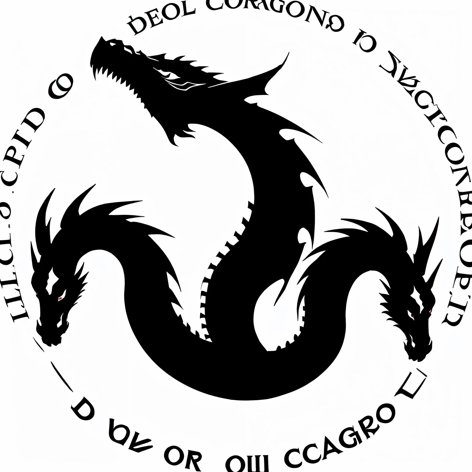 Logo for a clothing brand with the heads of three dragons, very well done