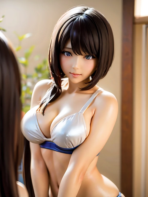 Two Asian women in bikinis taking a photo in front of a wall, Young and skinny gravure idol, Posing together in a bra, Japanese Model, yoshitomo nara and aya takano, Symmetric!!, realistic Young Gravure Idol, Two Japanese female students posing, Two Girls, Young and cute gravure idol, Young Sensual Gravure Idol, Young Gravure Idol