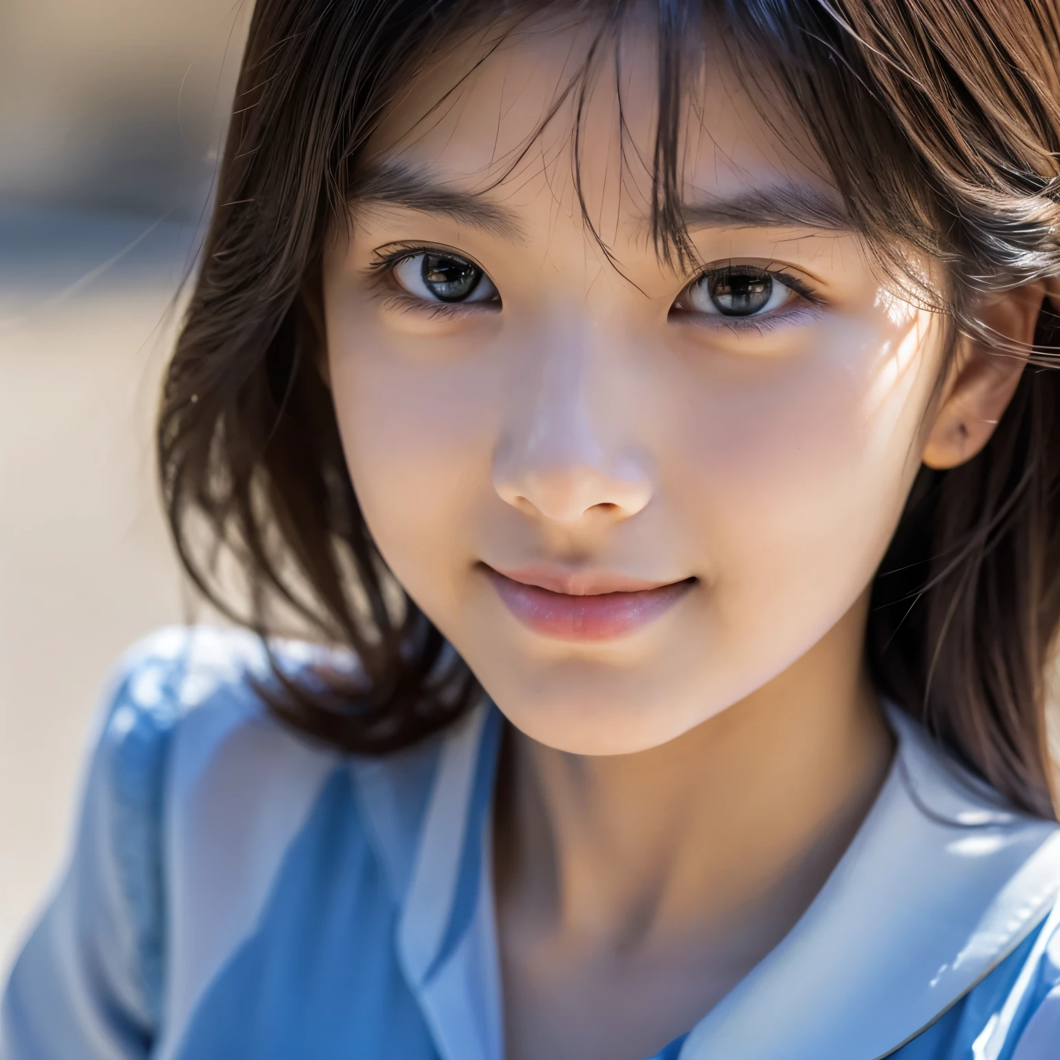 (highest quality, masterpiece), (beautiful 12 year old japanese girl), (freckles:0.6), soft light, ponytail, detailed eyes, black eyes
