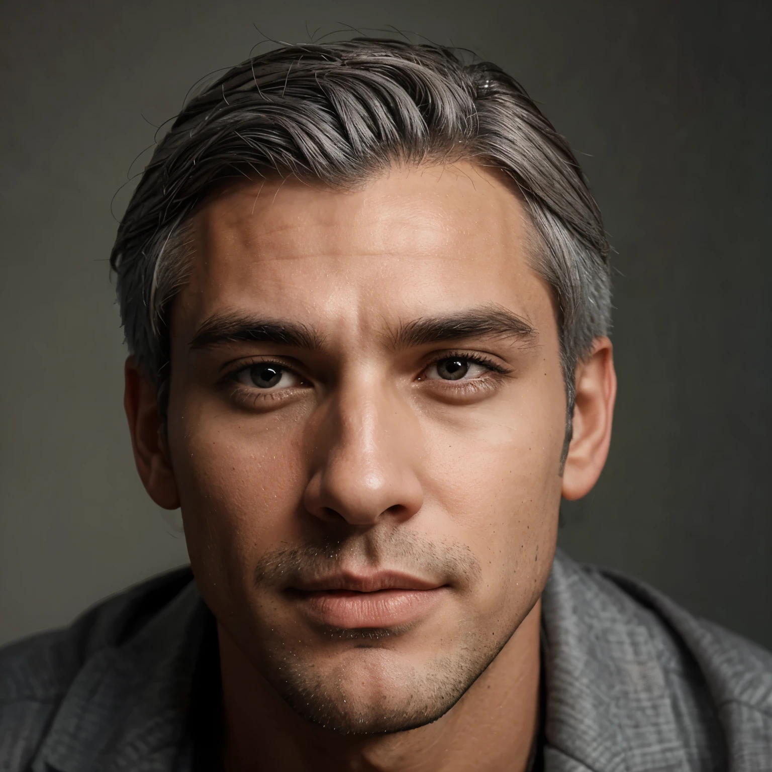 Handsome guy with gray hair 