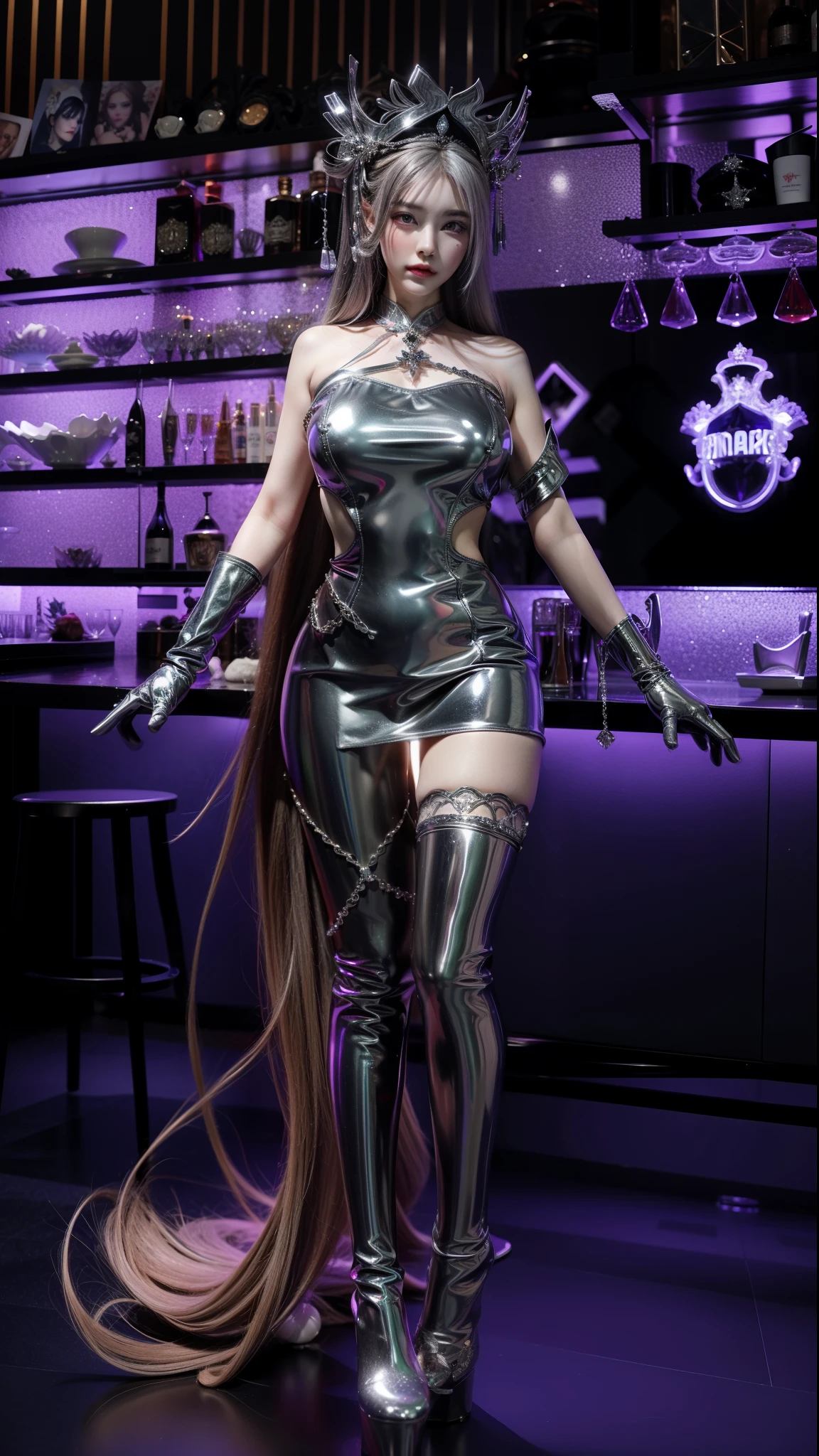 Imperial sister,Exquisite eyes,Snow Queen,Put the crown on your head,Detailed facial expressions body,Tall and big,number,Leg length,4K,HD,meat,White translucent lace,Fair and plump figure,Pretty Face,Little cherry mouth,Beautiful and delicious(3D Royal Sisters),Glossy Gel Coat,Vampire Queen in luxurious robes,Crystal Gem Crown,Ultra-clear portrait photos(8k),Dark eyeshadow,Ice Princess,Wear black gloves,Fingers straightened,Wear silver high heeled boots