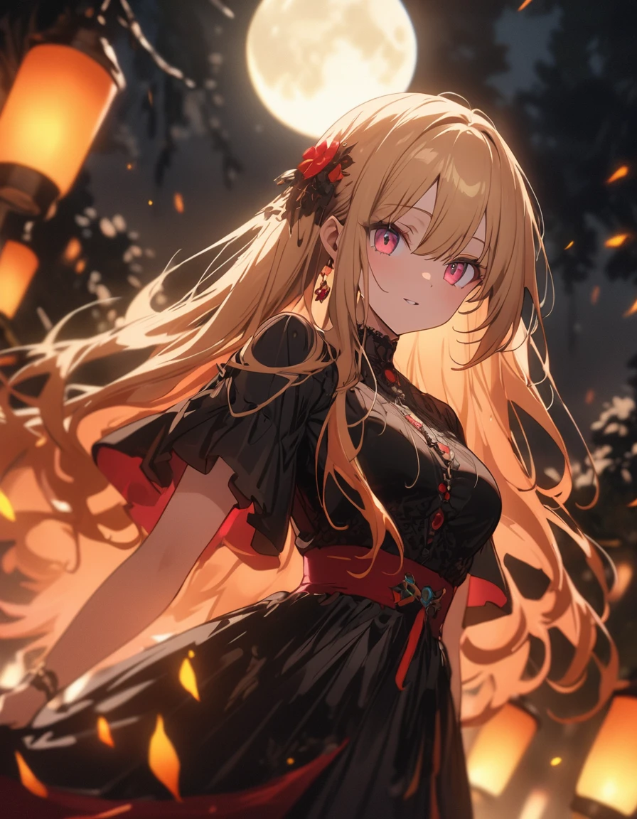 masterpiece, highest quality, ((anime)), 4K,8k,style,masterpiece, Creating beautiful women, at night long charge, ((非常にdetailedな)), Outdoor, night, nature, (performer, full moon), Shadow, Contrast, sunny, (style, (Film Grain: 1.3), (Warm shades, Warm Tones): 1.2), Cinematic Light, Side lighting, 超High resolution, (The best shade), born, walk, poetry,(highest quality、masterpiece、High resolution、detailed)、animestyle、フラットstyle、(Beautiful Eyes, Delicate and beautiful face, ), BREAK,1 girl、extremely detailed、Dynamic Angle、anime