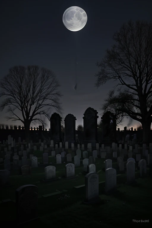 Moonlight in a graveyard 