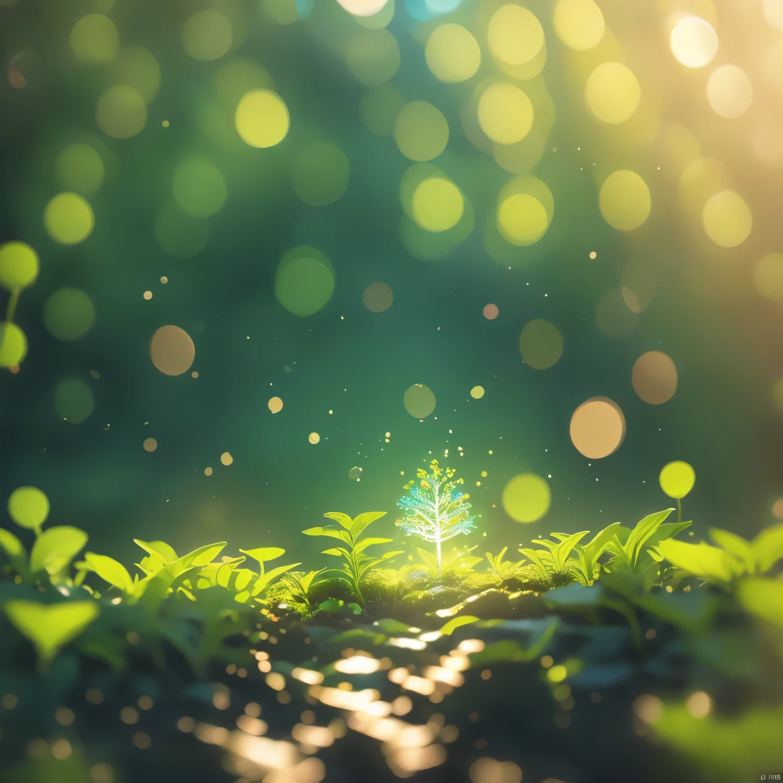 Close up of a cartoon big tree on a green background, Cute numbers艺术, Lovely and detailed digital art, 4k hd illustration wallpaper, Cute numbers, Blurred dream illustration, 4k hd wallpaper illustration, Cute 3d rendering, A beautiful artistic illustration, 2d illustration, 2d illustration, Blurred dreamy illustration, Epic Concept Art. Bokeh