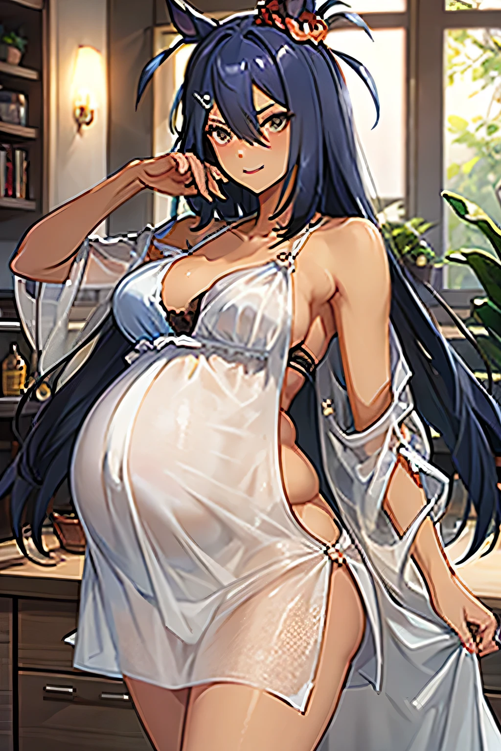 Pregnant Wedding Dress See-through underwear Maternity Mark