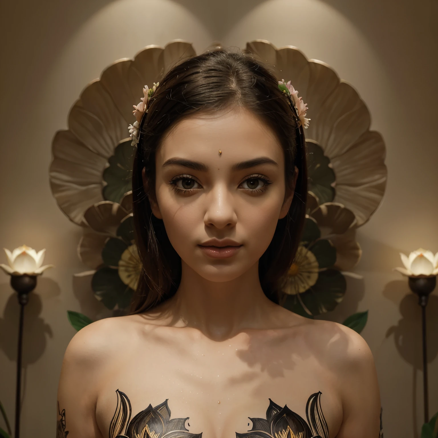 3d,lifelike,lotus wall painting,beautiful,realistic petals,lotus flowers,subtle colors,meticulous details,vivid 3D effect,impressive,splendid,large scale art installation,engaging,textured background,highly skilled artist,innovative technique,impressive visual depth,extraordinary artwork,attention to detail,immersive experience,awe-inspiring,depth and dimension,expertly crafted,astonishingly realistic,impressive shading and shadows,meticulously hand-painted,mesmerizing,perfectly symmetrical,striking contrast,artistic masterpiece.