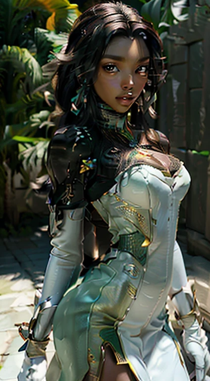 ((Best quality)), ((masterpiece)), (detailed:1.4), 3D, an image of a beautiful cyberpun african female,long black hair (High Dynamic Range),Ray Tracing,NVIDIA RTX,Super-Resolution,Unreal 5,Subsurface scattering,PBR Texturing,Post-processing,Anisotropic Filtering,Depth-of-field,Maximum clarity and sharpness,Multi-layered textures,Albedo and Specular maps,Surface shading,Accurate simulation of light-material interaction,Perfect proportions,Octane Render,Two-tone lighting,Wide aperture,Low ISO,White balance,Rule of thirds,8K RAW,