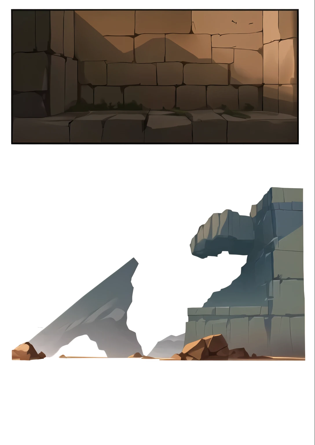uma foto de uma foto de um muro de pedra e uma foto de um muro de pedra, inspired by senior arte ambientalist, painted as a arte conceitual do jogo, arte ambiental, design de ambiente, arte conceitual estilizada, pintura de ambiente, conceito de meio ambiente art, Arte conceitual 2D, arte conceitual de arestas duras, conceito de meio ambiente, no estilo do realismo simplificado, arte conceitual do jogo