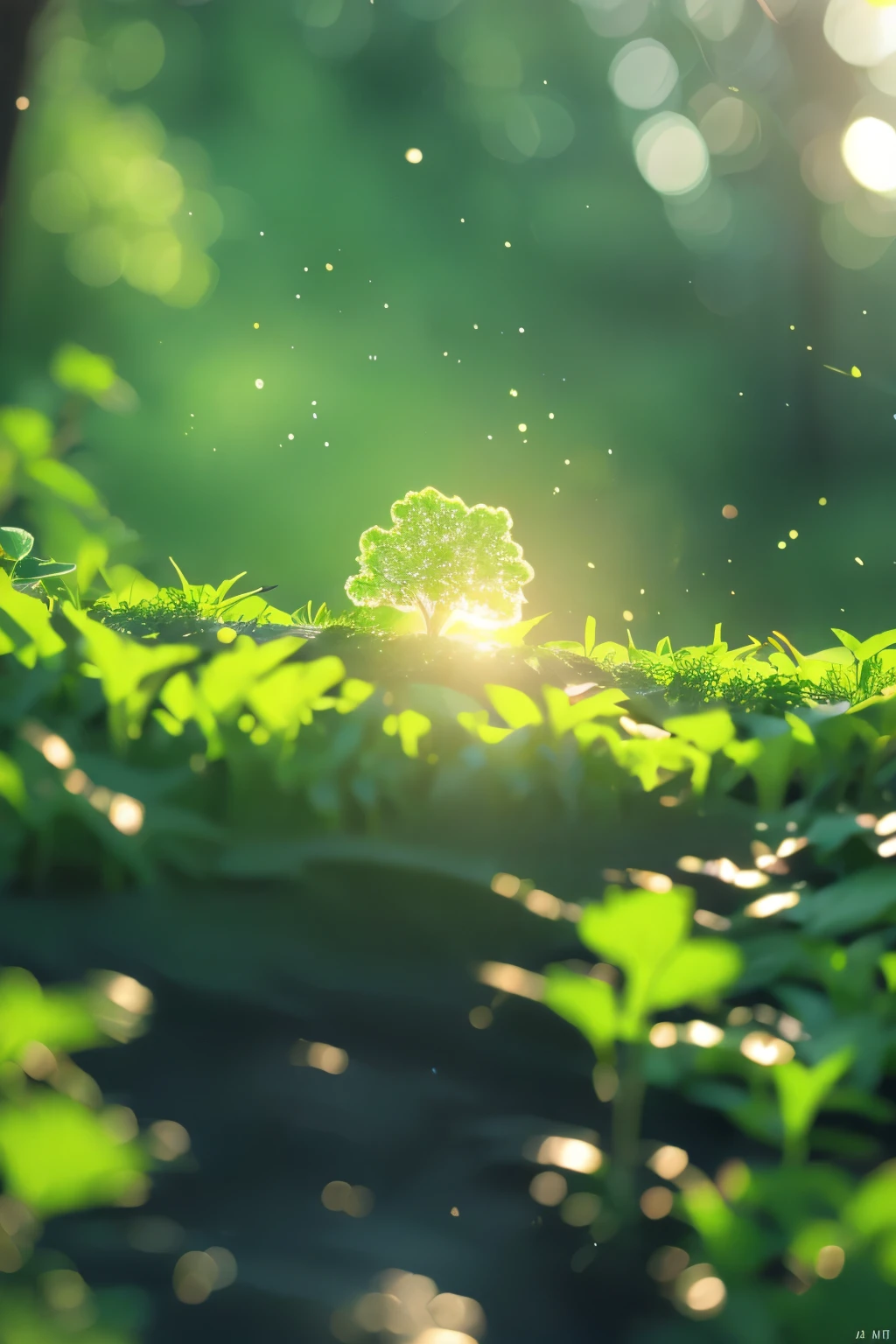 Close up of a cartoon big tree on a green background, Cute numbers艺术, Lovely and detailed digital art, 4k hd illustration wallpaper, Cute numbers, Blurred dream illustration, 4k hd wallpaper illustration, Cute 3d rendering, A beautiful artistic illustration, 2d illustration, 2d illustration, Blurred dreamy illustration, Epic Concept Art. Bokeh