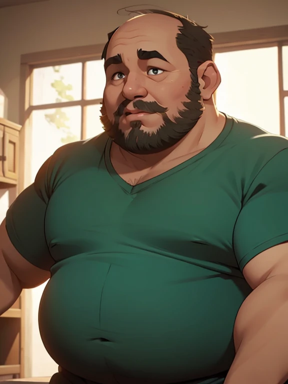 1 chubby man with extremely thick thighs , Careca, obeso, homem de meia idade, camisa branca aberta mostrando a barriga e peitoral usando apenas sunga vermelha e meias, parado na rua, looking at the sky, noite, luz do sol brilhante, Paradisiacal beach setting