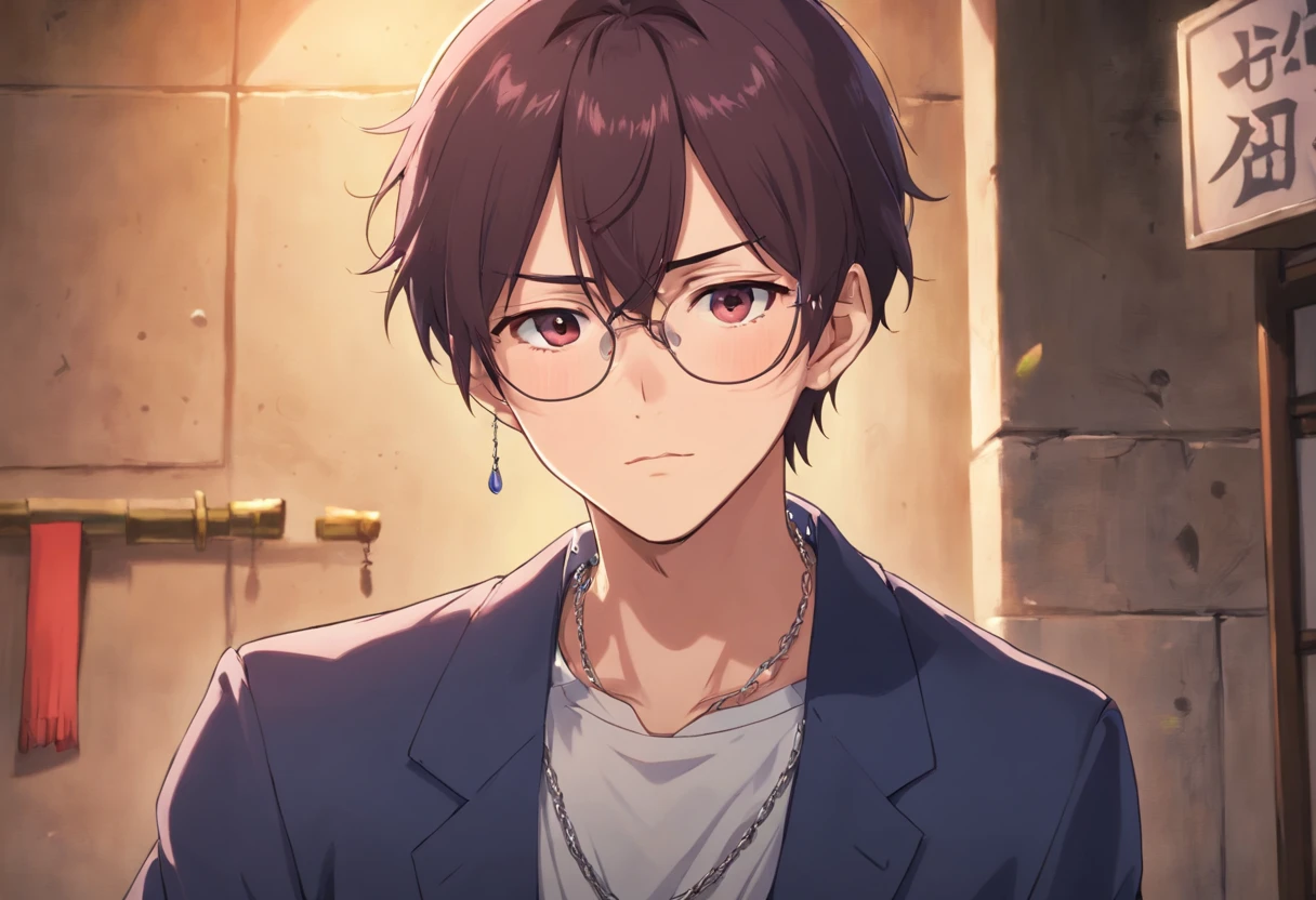 Izumi is of average height and has a slim figure with pale skin. He is noted to be quite handsome with long lashes [8] and a slightly feminine-looking face, a feature that others often point out.[9][10][11] He also has deep blue eyes, messy black hair that goes down to his nape with parted bangs, and thin eyebrows. Izumi has a total of nine piercings: four down each ear and one on his lip, all of which were done by himself.[12] He also has dark-colored tattoos on his left shoulder, upper left arm, and side.

In his first appearance, Izumi is seen dressing heavily to hide his tattoos, wearing his winter  and blazer. He keeps his hair shoulder-length and straight to avoid drawing attention to his piercings and wears thick-rimmed glasses.

Out of school, he dons a more casual appearance and is seemingly indifferent about the fact that others can see his piercings and tattoos. He removes his glasses and keeps his hair tied into a small ponytail, with a few bangs framing his face. Occasionally, he wears a lip ring, chain, casual outfits, and various accessories.

When he first starts dating Kyouko Hori, Izumi decides to cut his hair short and withdraws from wearing glasses [13]. With his side bangs reaching just past his ears, Izumi's piercing holes become visible, but a few piercings—precisely the one on his lip—close up due to him not using them. His new appearance sparks the attention of many, and he is considered quite attractive by the girls in his class, much to Kyouko's annoyance.
