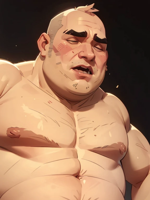 older Japanese business man, bald head, round chubby face, fat, jolly, overweight, chubby, mid-50 business man, top balding, chubby, small, highly detailed, 4k, ((((nude)))), ((((((upper body portrait)))))), ((plain white background))