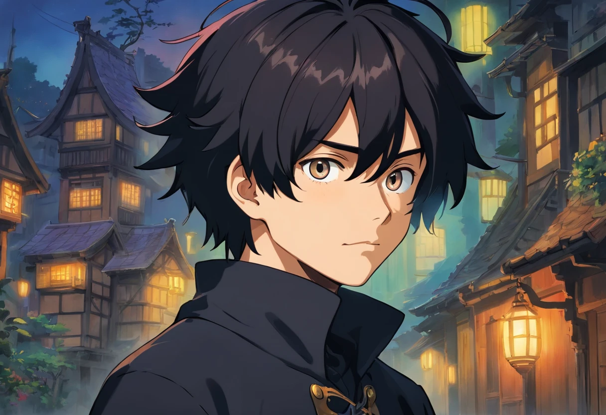 Homem atraente Cabelo preto, Piercing na sombrancelha e na orelha, Gothic, roupa toda preta e um cenario escuro