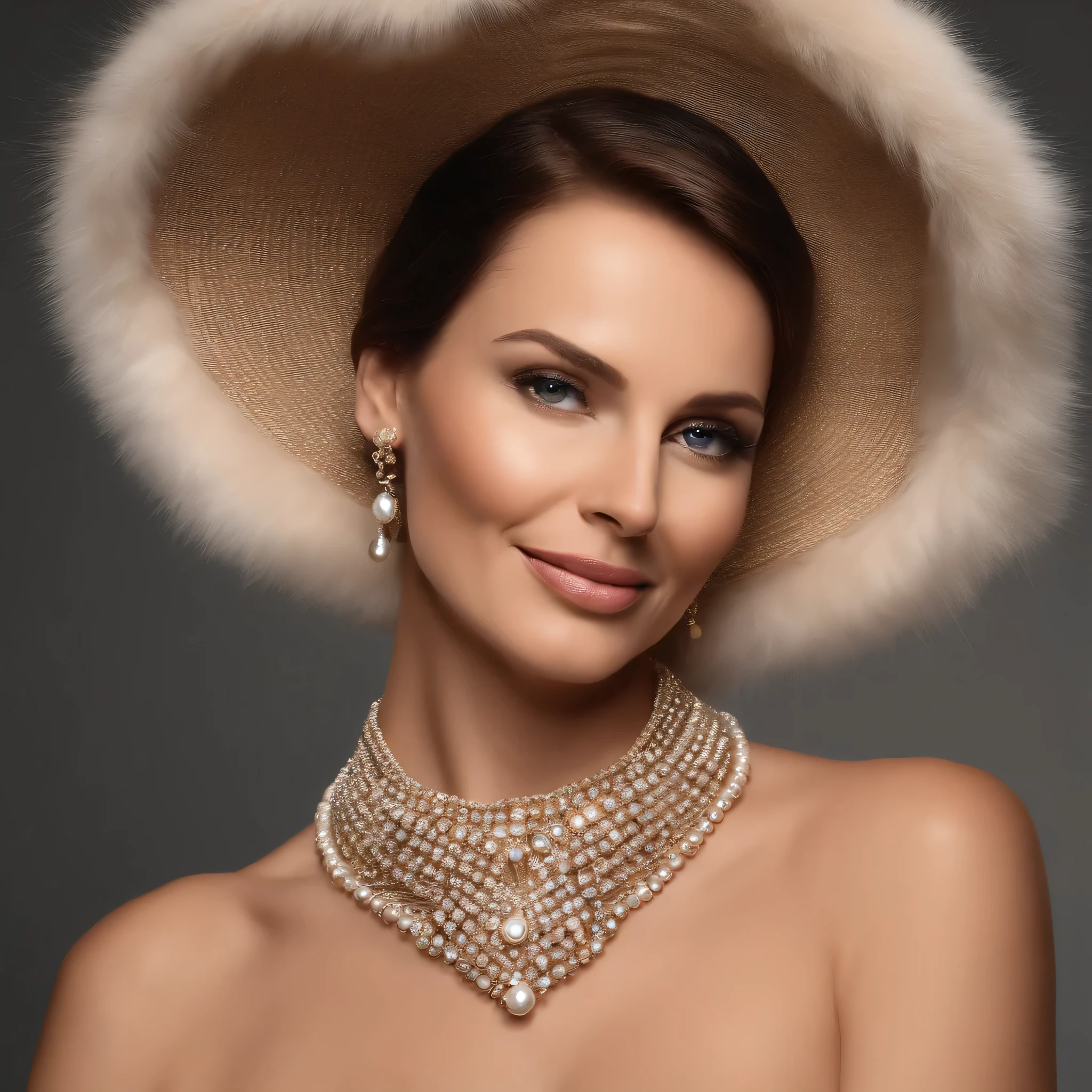 35 ans,(Une MILF:1.2), un regard captivant, yeux verts, cheveux blonds,A very wide and very thick, very short sand mink fur coat, fifty centimeters thick, duveteux, naturel, with an ultra thick white and sand mink fur collar, three layers, souriante, fully nude front view, bare shoulders, and two large breast discovered by the fur, Sosie de la vieille femme Carla Gugino, Detailed wrinkles (8K, high resolution, Ultra-quality, A quality of'image ultra élevée, ultrarealistic, best quality:1.2) (gros seins en bonnet D:1.1), eyes visible through the hair, with silver gray hair, bobbed hair, Bonne position des yeux, cinematic light, Soft light, lombes, la nuit, detailed color background, Convoluted, Very detailed, 8K, Overall Silhouette, posant professionnellement sur un canapé penthouse, En regardant directement la caméraUne photo d'une femme souriante Nikon D850, objectif 85 mm