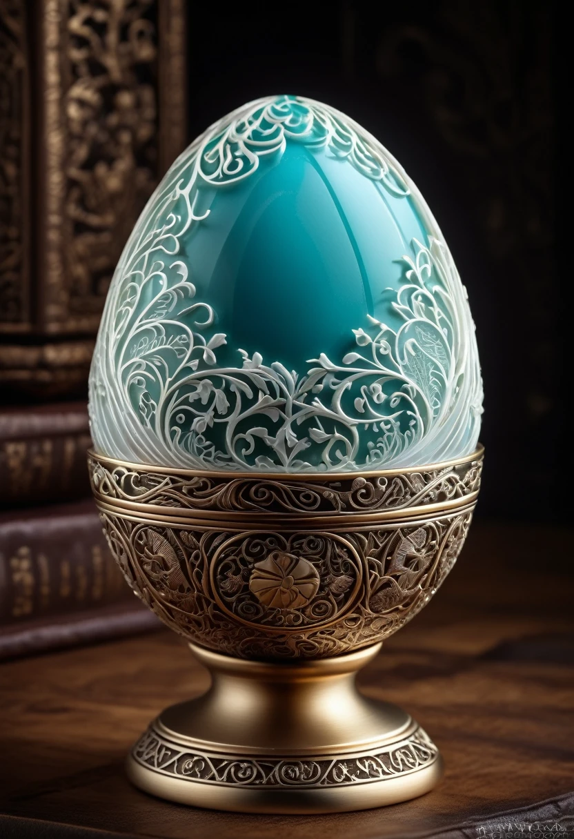 RAW photo, best quality, Concealed with a beautifully and intricately engraved egg is a world beyond our world, a vortex that disappears into your destiny. It shines with an ethereal light, beckoning to the unwary. Its beauty cannot be resisted. Fantasy style. Fantasy dreamlike art, (masterpiece, best quality, Professional, perfect composition, very aesthetic, absurdres, ultra-detailed, intricate details:1.3)