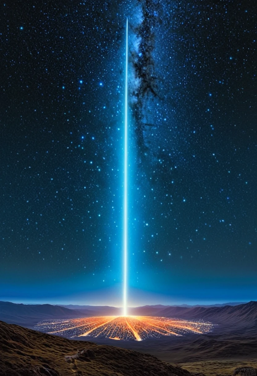 As the heavens align, a Celestial event unfolds, stars streaking across the sky in a mesmerizing display of cosmic wonder, a fleeting glimpse into the infinite, (masterpiece, best quality, Professional, perfect composition, very aesthetic, absurdres, ultra-detailed, intricate details:1.3), by Angus McKie