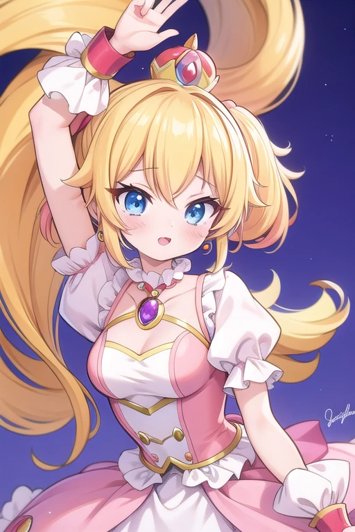 Princess Peach, blue eyes, long hair, 1girl, solo, perfect breasts, ,earrings glossy lips ,looking at viewer, blush, large breasts, nature, pond, trees, park, long white elbow satin gloves, holding, animal ears, cleavage, bare shoulders, jewelry, very l, gentle smile, pantyhose, earrings, fake rabbit ears, blue leotard, fake animal ears bunny, long white elbow gloves, white gloves