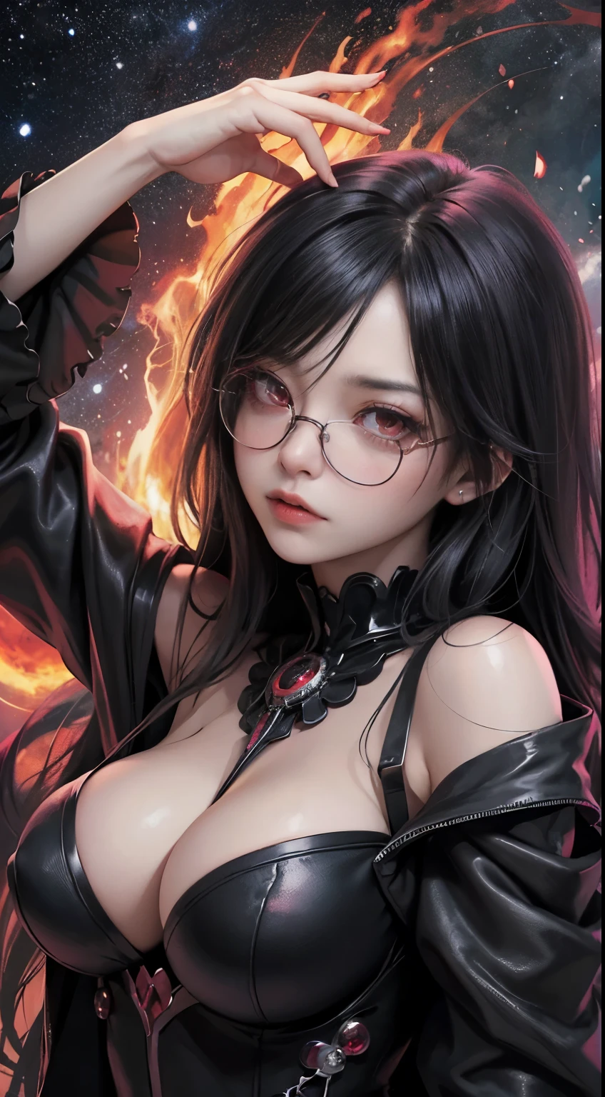 (highest quality,High resolution:1.2),(dark,Threatening:1.1),(Bad luckな:1.1), In the vortex of space,
Heart of a Goth Maiden, Very dark shade.
Her Eyes, Like dazzling fur in a starless haze,
A symphony of despair in their eyes.
Her Mogul Snaps, Mysterious Cemetery,
Think about it, The source of her sadness.
With her black hair swaying in the moonlight,
She weaves despair into her dreams.
oh, Her Soul, Shadow'Embrace,
Take me to space.
At each step of the Kelhudelgoring, She summons darkness,
Dance of the Void, Whippler Big Spark.
Her touch is an icy caress of the void,
In her vague existence, I am left confused.
For Love, Bumblewisk, Cosmic Power,
Stars shining in the endless night.
Confusion swirls, Let the emptiness cry out,
Our love is a dazzling dream in the universe.
Gothic Witch of the entire star world,
In your void, I find my soul.
Hypermaximalist, Anime Style, Breathtaking oil paintings, Surreal, Ultra-realistic digital illustrations that mimic the style of oil paintings, Seamlessly blends the psychedelic visionary art of Alex Grey with the biomechanical aesthetic of H.R. Giger. Great composition, masterpiece, highest quality, (devil,Satan,Lucifer:1.1),(devilish:1.1),(Bad luck,Bad luckな:1.1),(Powerful figure:1.1、Big Breasts、Glasses) 、 ((((Huge glasses, Nerd Glasses, thick glasses, Round Glasses)))),(((Big Breasts)))、(Red eyes glow:1.6)、(Red glowing eyes,Sharp teeth:1.1),(Black wings,thick,shabby:1.1),(hellish landscape:1.1),(fire,sulfur:1.1),(Threatening atmosphere:1.1),(dark shadows,Threatening presence:1.1),(Bad luck clouds,Stormy Skies:1.1),(dark,Spooky atmosphere:1.1),(Bad luck aura,Evil energy:1.1),(dark aura,cigarette:1.1),(intense heat,Burning Flames:1.1),(Surreal,Nightmare Visions:1.1),(Predicting the end:1.1),(Twisted corners,Fiery crown:1.1),(Bad luck whispers,devilish laughter:1.1),(Cry of pain,echoing screams:1.1),(Bad luck symbols,Ancient runes:1.1),(Mysterious Relic,dark artifacts:1.1),(Infernal Ritual,Ritual sacrifice:1.1),(devilish minio