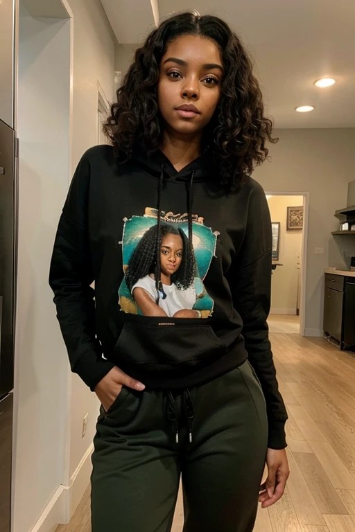 Garota negra joven , usando roupa de mergulho , cabelos lisos