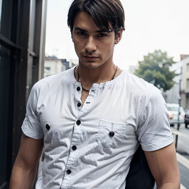 men wear t-shirt with buttons 