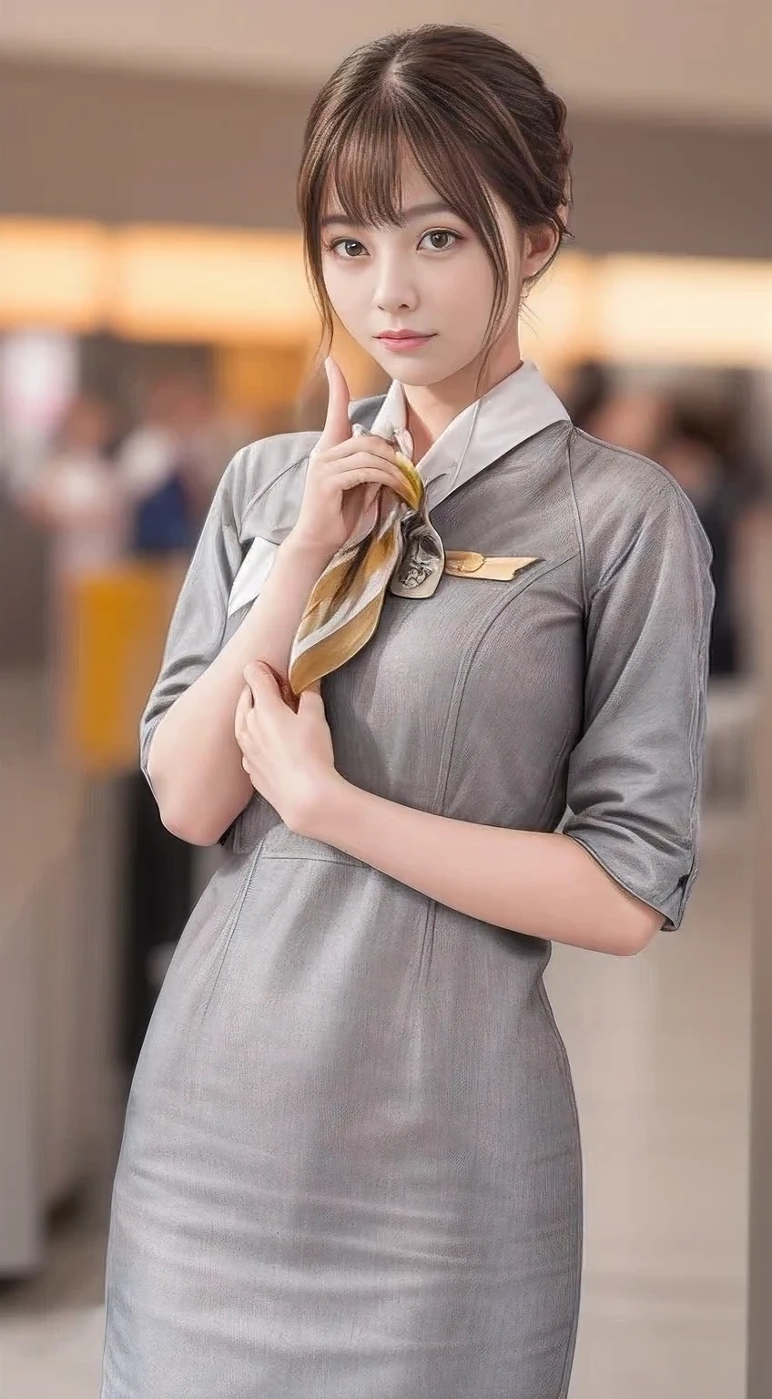 Starlux Airlines silver short sleeve uniform、Keep your hands in the same position