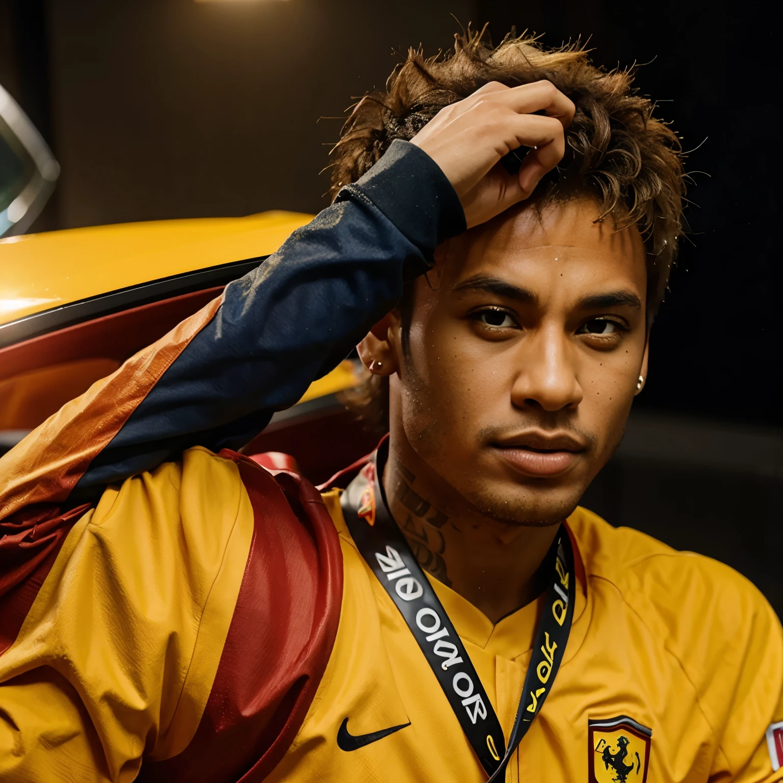 Neymar de um lado de uma FerrariNeymar de um lado de uma Ferrari