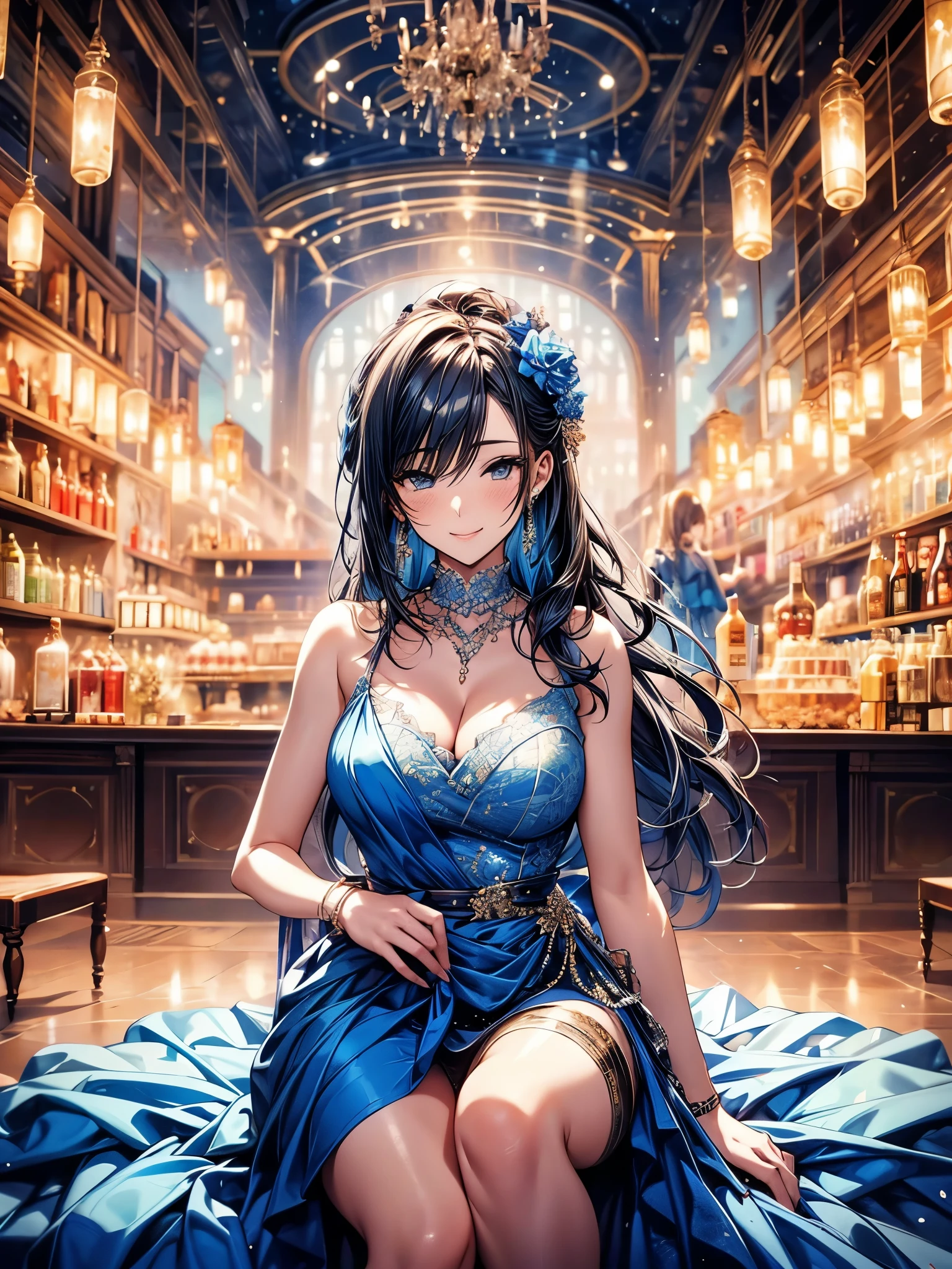 Girls in blue dresses pose for a photo, Happy birthday, happy birthday, happy birthday, happy birthday!!!