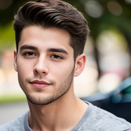 a young jewish man perfect, short hair focus on face