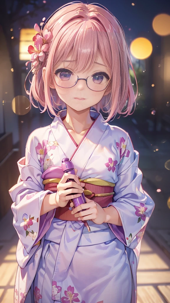 (masterpiece, highest quality:1.4), Beautiful Face, 8k, 85mm, Absurd, (Floral Yukata:1.4), Face close-up, violet, Gardenia, Delicate girl, alone, night, View your viewers, Upper Body, Film Grain, chromatic aberration, Sharp focus, Face Light, Professional Lighting, Sophisticated, (smile:0.4), (Simple Background, Bokeh Background:1.2), detailed aspects,(((Show me your nipples:0.57))),((Very young and small:1.2),(Pink hair with flowers:1),((Show me the vagina:1.5)),(Semen flowing from the vagina),(A remote controlled pink vibrator is inserted into her vagina),(Flowing Tears),(squint),(Miniskirt kimono),(Sometimes々Glasses),(Sometimes penis insertion),(Sometimes I suck a penis)