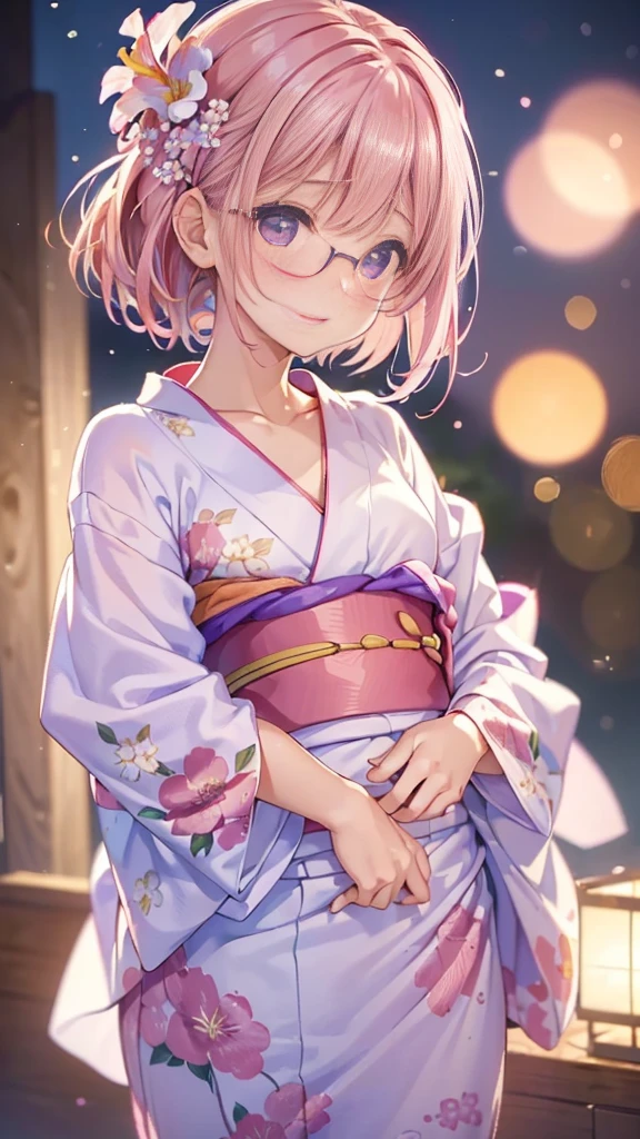 (masterpiece, highest quality:1.4), Beautiful Face, 8k, 85mm, Absurd, (Floral Yukata:1.4), Face close-up, violet, Gardenia, Delicate girl, alone, night, View your viewers, Upper Body, Film Grain, chromatic aberration, Sharp focus, Face Light, Professional Lighting, Sophisticated, (smile:0.4), (Simple Background, Bokeh Background:1.2), detailed aspects,(((Show me your nipples:0.57))),((Very young and small:1.2),(Pink hair with flowers:1),((Show me the vagina:1.5)),(Semen flowing from the vagina),(A remote controlled pink vibrator is inserted into her vagina),(Flowing Tears),(squint),(Miniskirt kimono),(Sometimes々Glasses),(Sometimes々Girls sticking vibrators into each other)