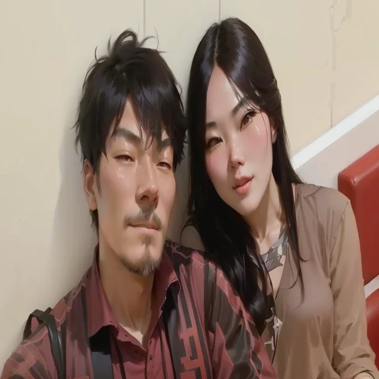 there is a man and woman sitting next to each other, ruan jia and brom, happy couple, ruan jia and fenghua zhong, lovely couple, tyler edlin and natasha tan, couple, jordan grimmer and natasha tan, with her long, 8k selfie photograph, a picture, leaked image, ruan jia and mandy jurgens