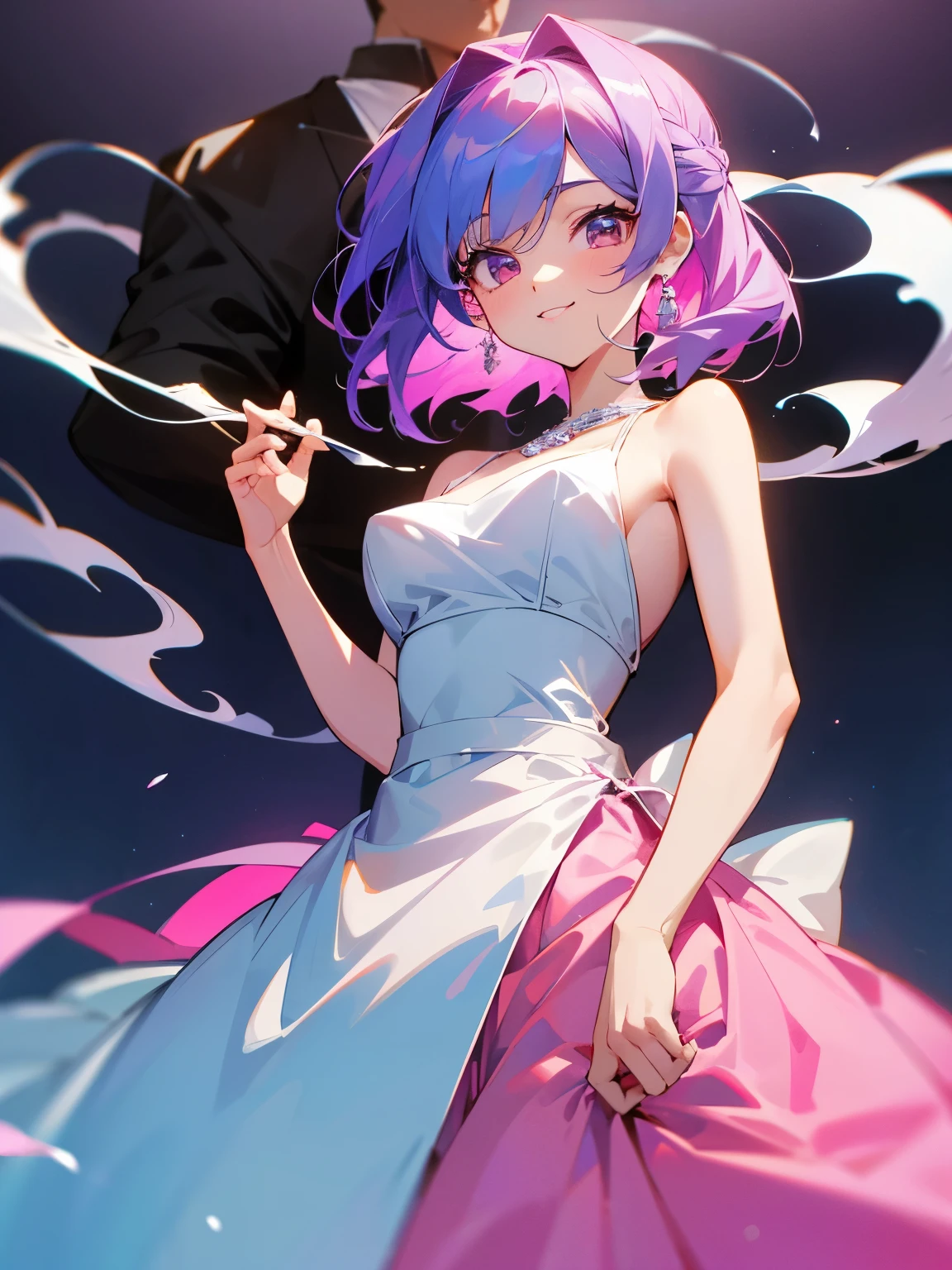 cartoon of a boy and a girl standing close together, ddlc, in the art style of 8 0 s anime, 9 0 s anime style, 90s anime style, in anime style, in an anime style, anime aesthetic, anime vibes, 9 0 s anime aesthetic, 9 0 s anime art style, lofi boy and girl, typical anime classroom, beautiful background window, a cute boy and a cute girl, beautiful faces, a boy and a girl, don't extra hands, NO extra hands, generate a boy and a girl with NO extra hands, NO extra arm, the boy has a short hairstyle and the girl has a long hairstyle, pretty faces, cute pretty boy in a smoking dress, cute pretty girl in a beautiful dress, with amazing smile, boy has a pretty smile, girl has a cute smile 