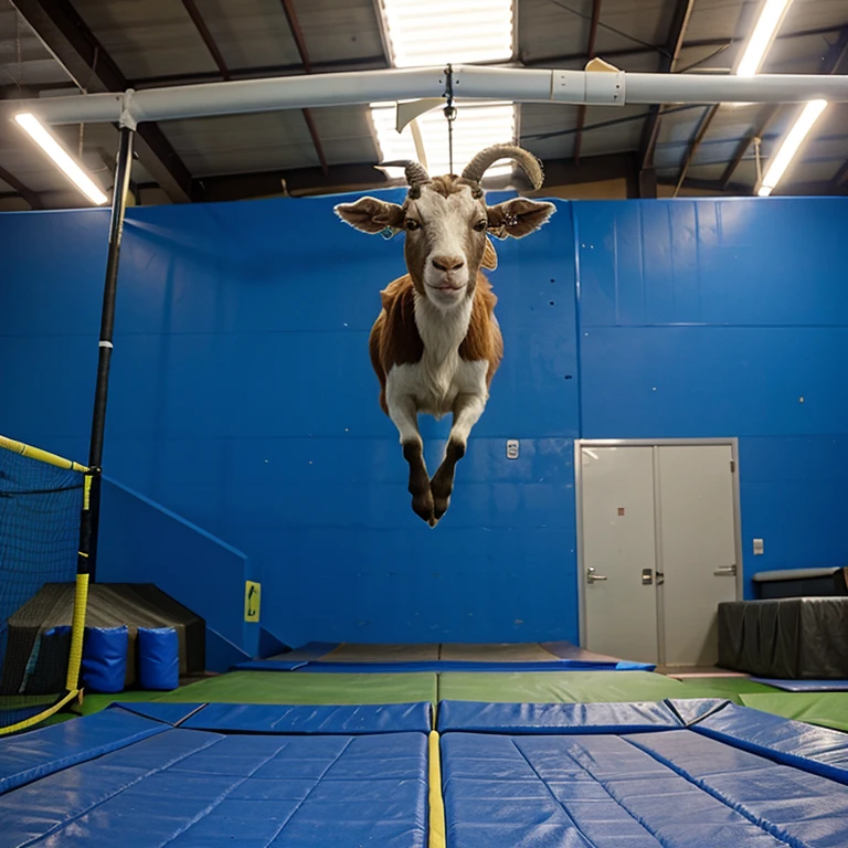 goats at a trampoline park